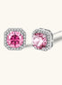 Boucles d'Oreilles Clous Moissanite Halo Rose by Yoldine Paris