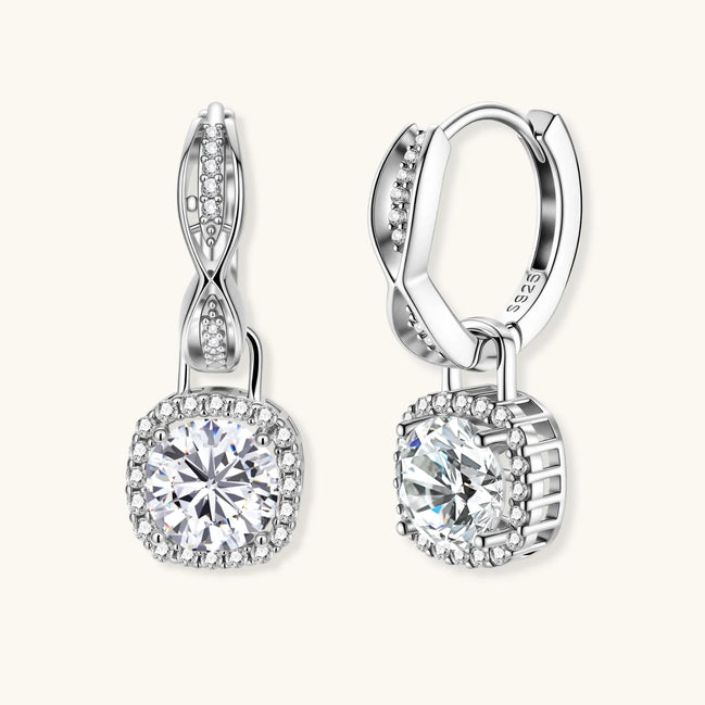 Boucles d'oreilles Moissanite Halo Infini Torsadé by Yoldine Paris