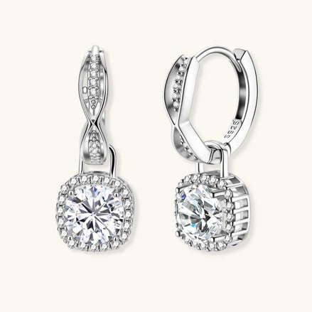 Boucles d'oreilles Moissanite Halo Infini Torsadé by Yoldine Paris