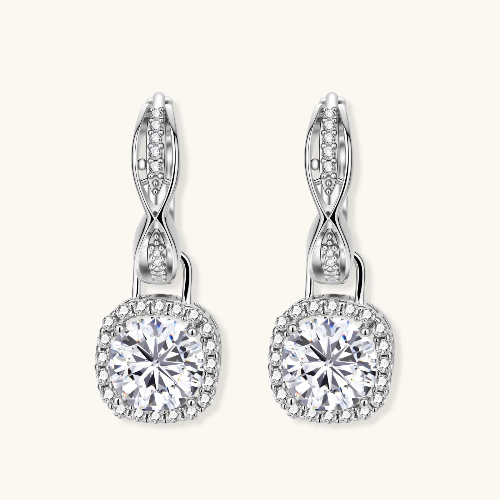 Boucles d'oreilles Moissanite Halo Infini Torsadé by Yoldine Paris