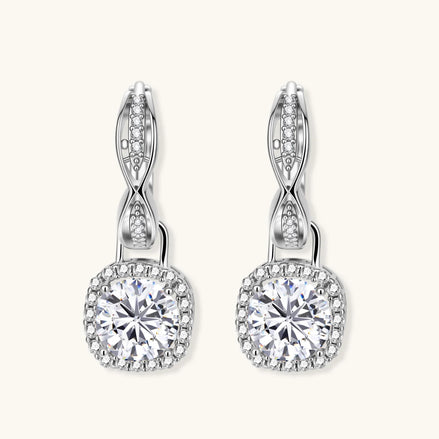 Boucles d'oreilles Moissanite Halo Infini Torsadé by Yoldine Paris