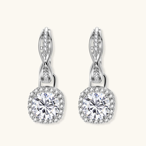Boucles d'oreilles Moissanite Halo Infini Torsadé by Yoldine Paris