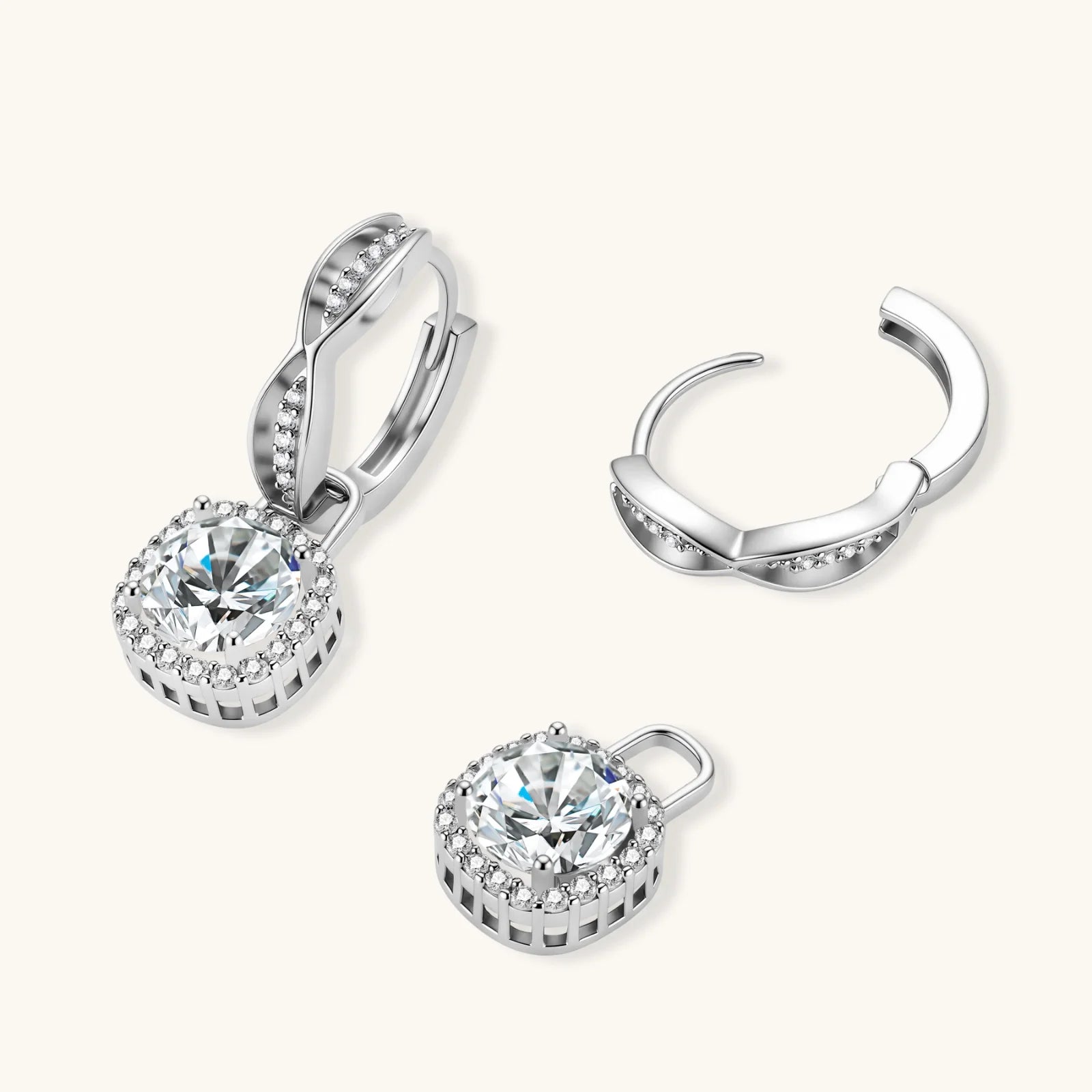 Boucles d'oreilles Moissanite Halo Infini Torsadé by Yoldine Paris