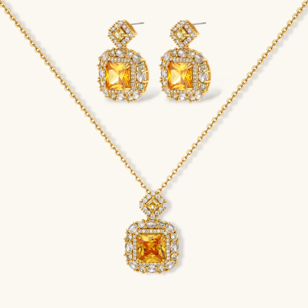 Parure Luxe Carrés Dorés by Yoldine Paris