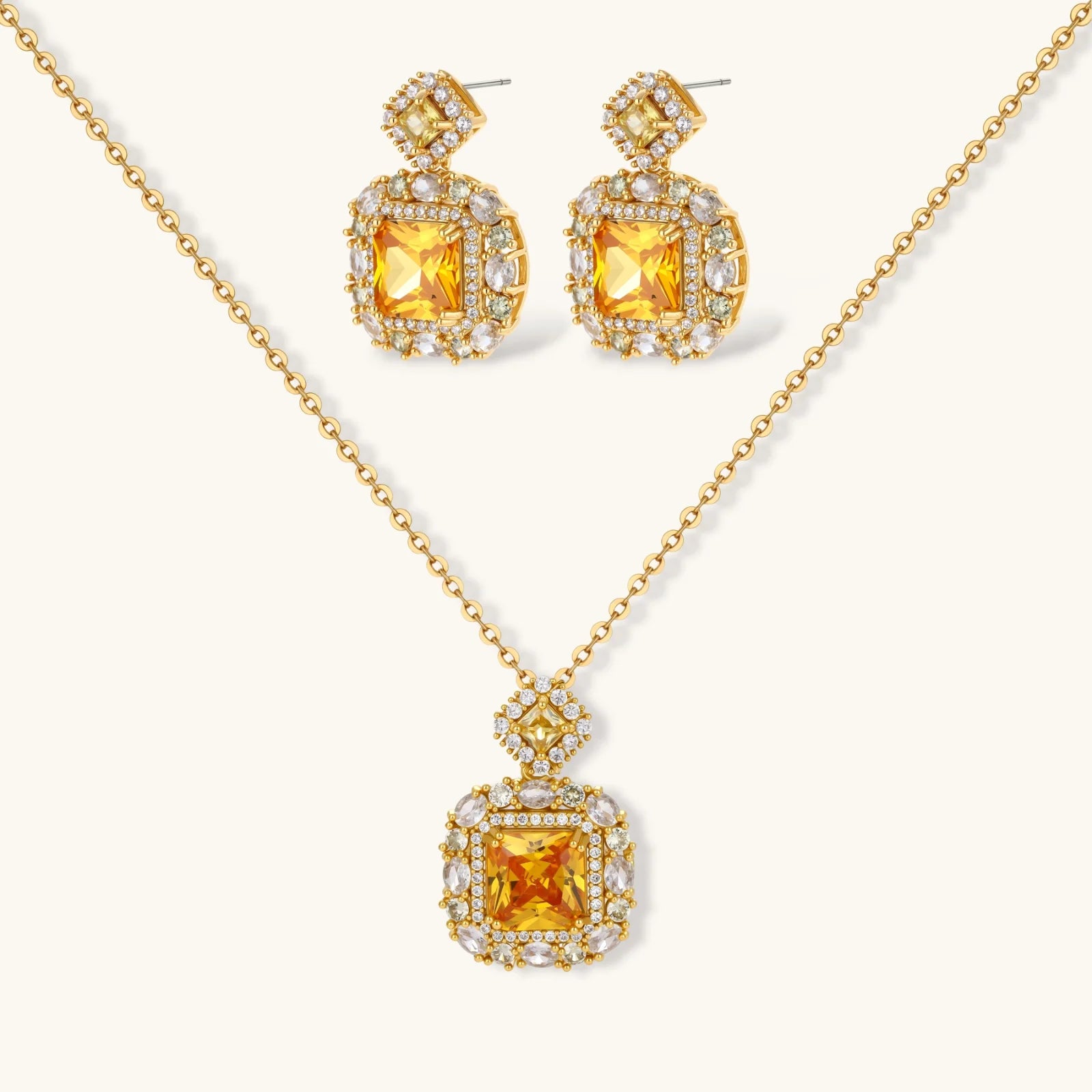 Parure Luxe Carrés Dorés by Yoldine Paris