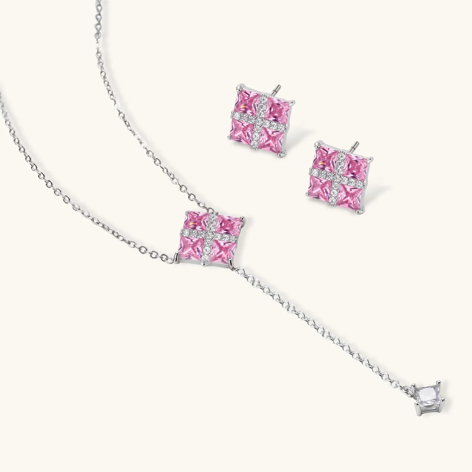 Parure Croix Prisme Rose by Yoldine Paris