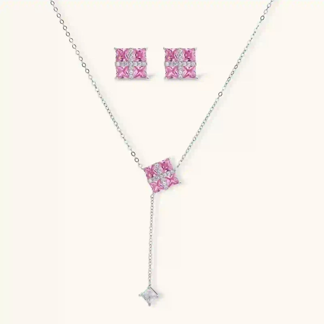 Parure Croix Prisme Rose by Yoldine Paris