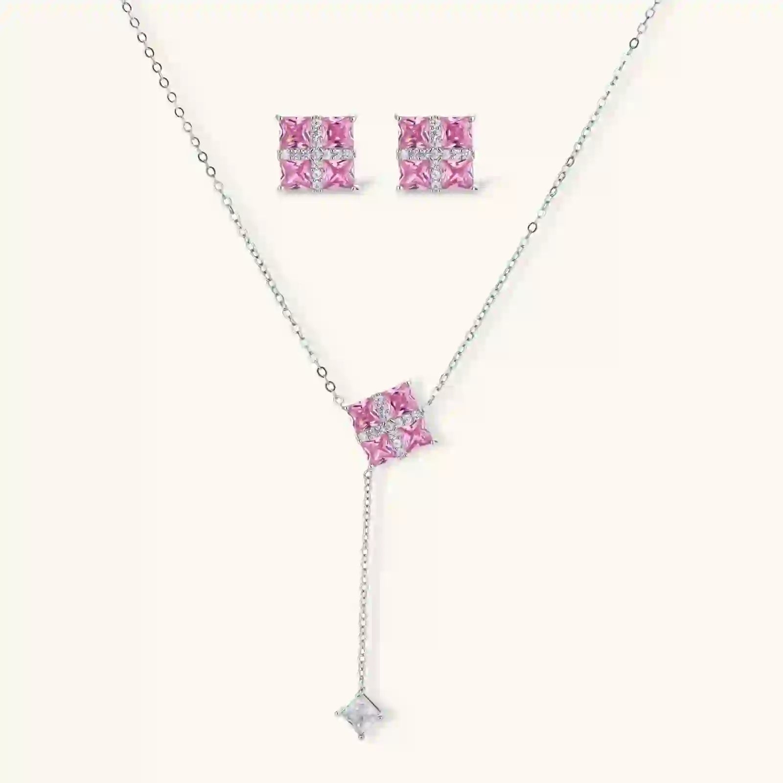 Parure Croix Prisme Rose by Yoldine Paris