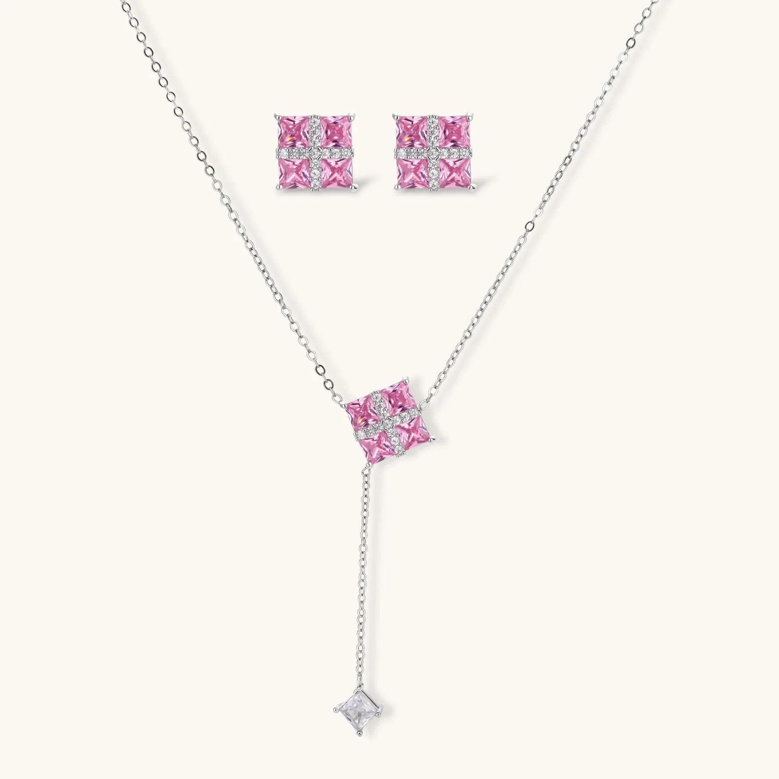 Parure Croix Prisme Rose by Yoldine Paris