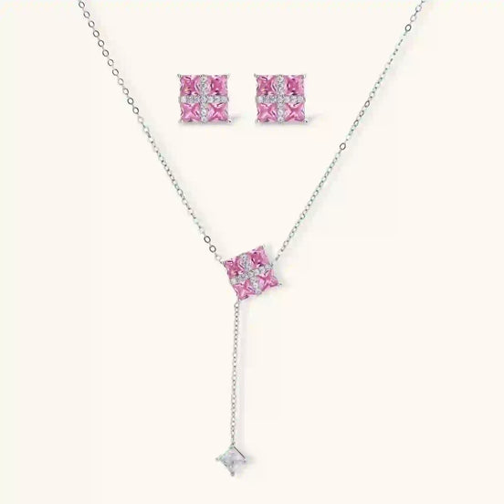 Parure Croix Prisme Rose by Yoldine Paris