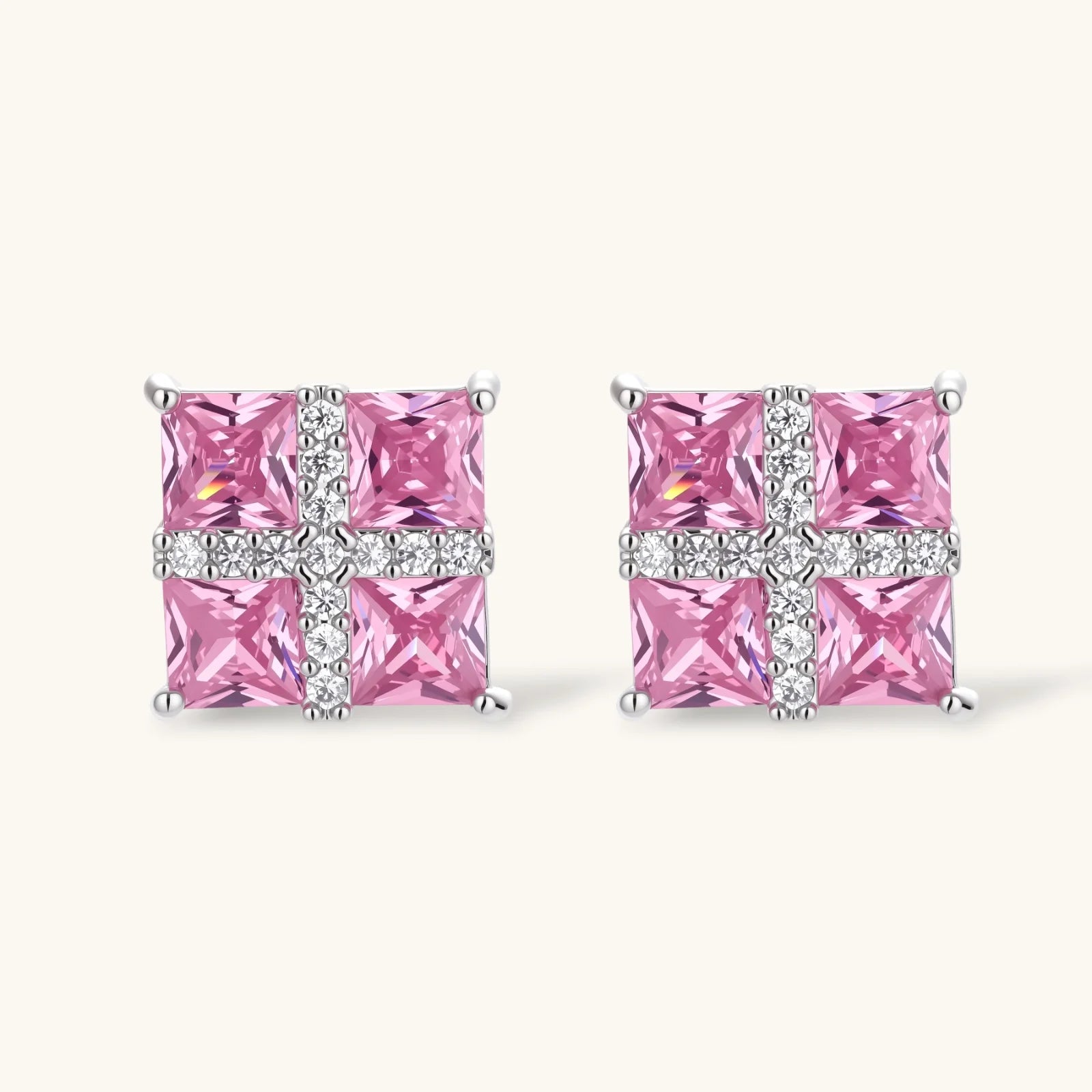 Parure Croix Prisme Rose by Yoldine Paris