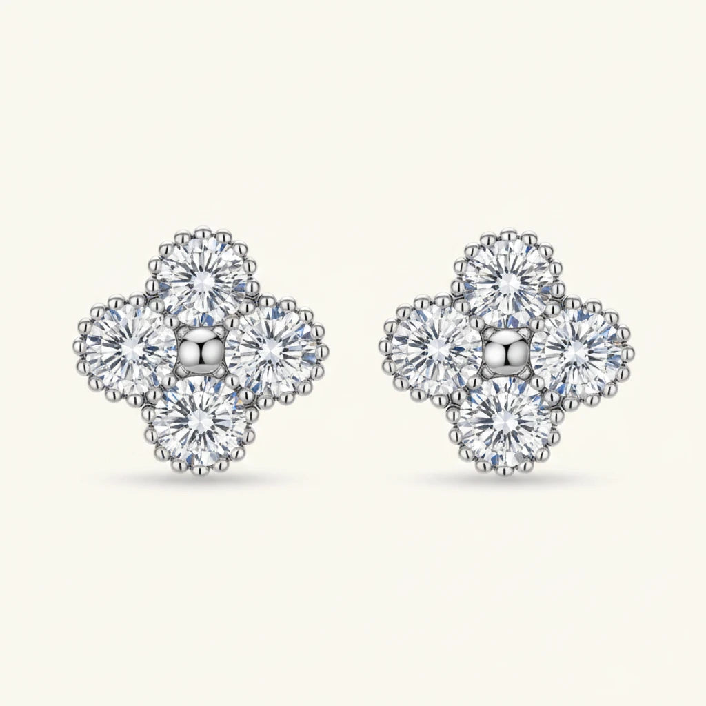 Puces Moissanite Quatrefeuille by Yoldine Paris