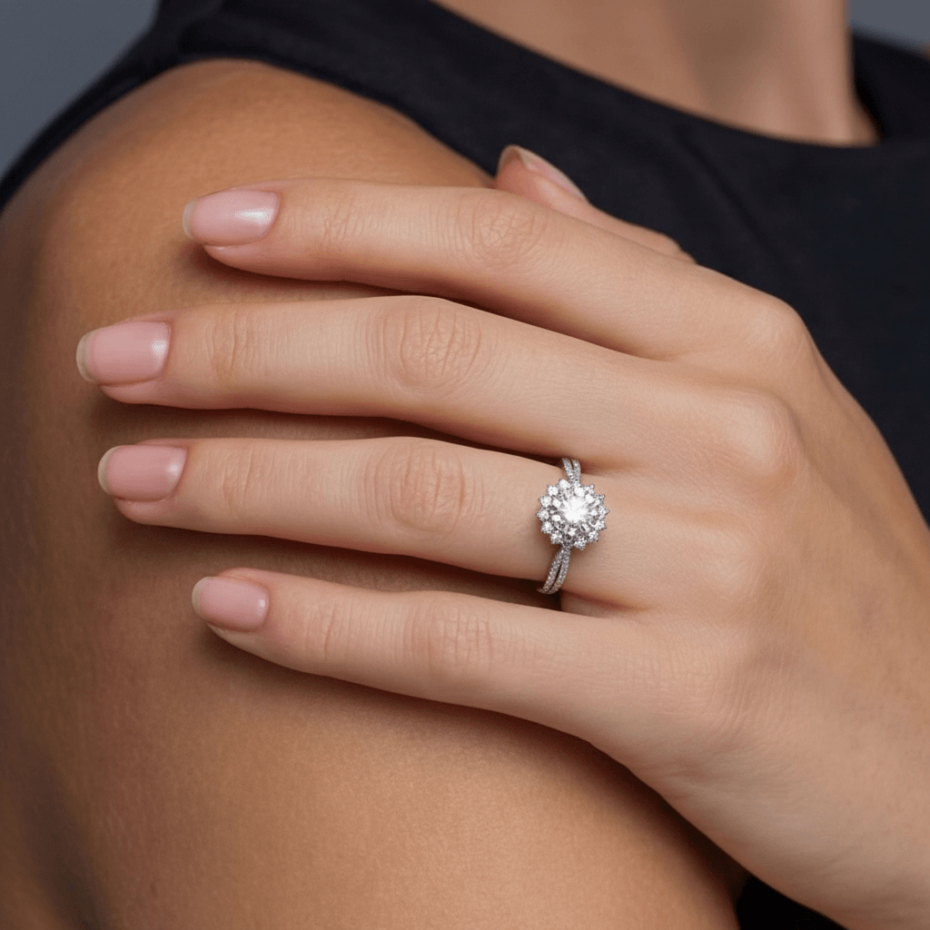 Bague Halo Stellaire Moissanite by Yoldine Paris
