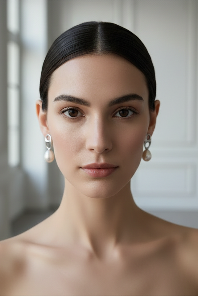 Boucles Pendantes Argent Sterling 925 Plaqué Rhodium Perle D Eau Douce Baroque by Yoldine Paris