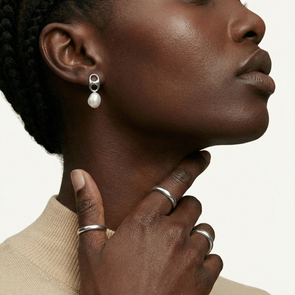 Puces Pendantes Perle Cercle by Yoldine Paris