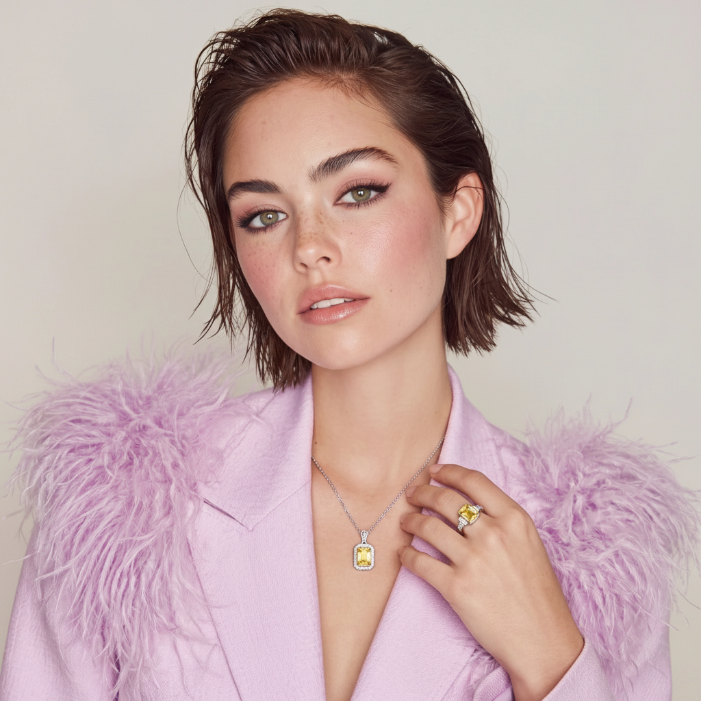 Ensemble Moissanite Rayonnement Doré by Yoldine Paris