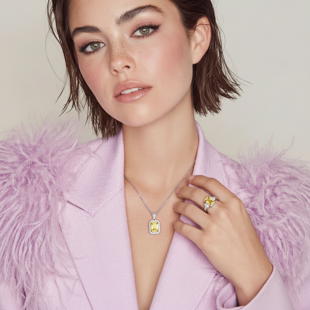 Ensemble Moissanite Rayonnement Doré by Yoldine Paris