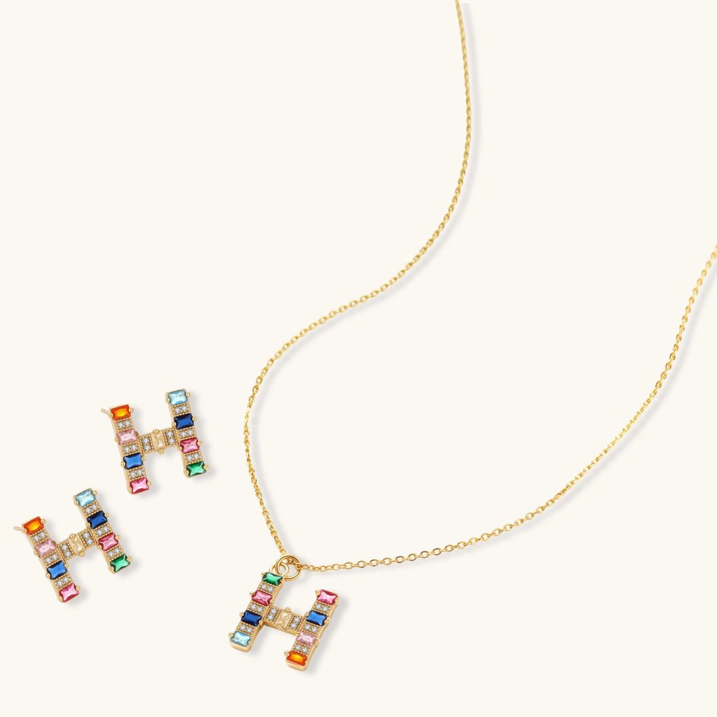 Parure Initiale H Arc-en-Ciel by Yoldine Paris
