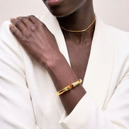 Bracelet Jonc Œil de Tigre Impérial – Plaqué Or 18K by Yoldine Paris